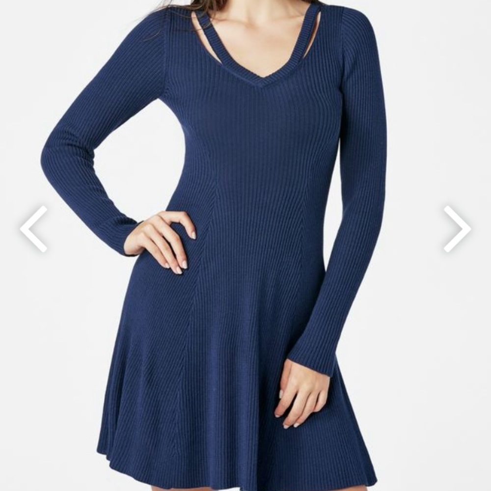 Cutout fit and flare sweater dress